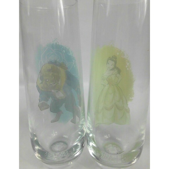 Disney Princess Beauty and the Beast 9 oz Stemless Fluted Glasses Set of 2 - Picture 4 of 5